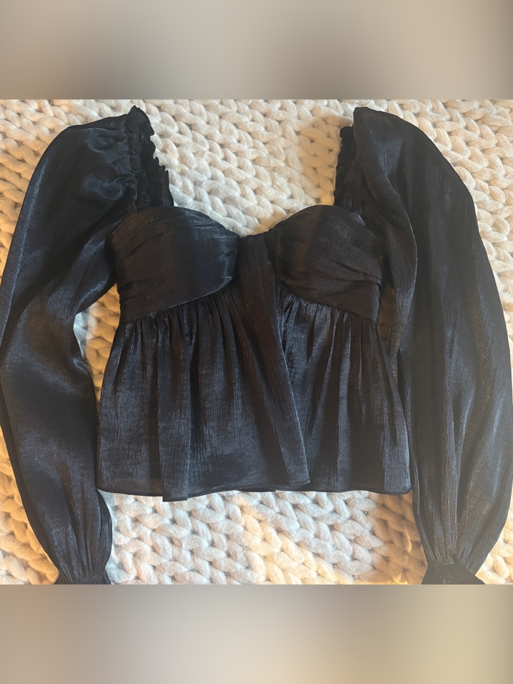 ASTR! Black Metallic Bodice Blouse